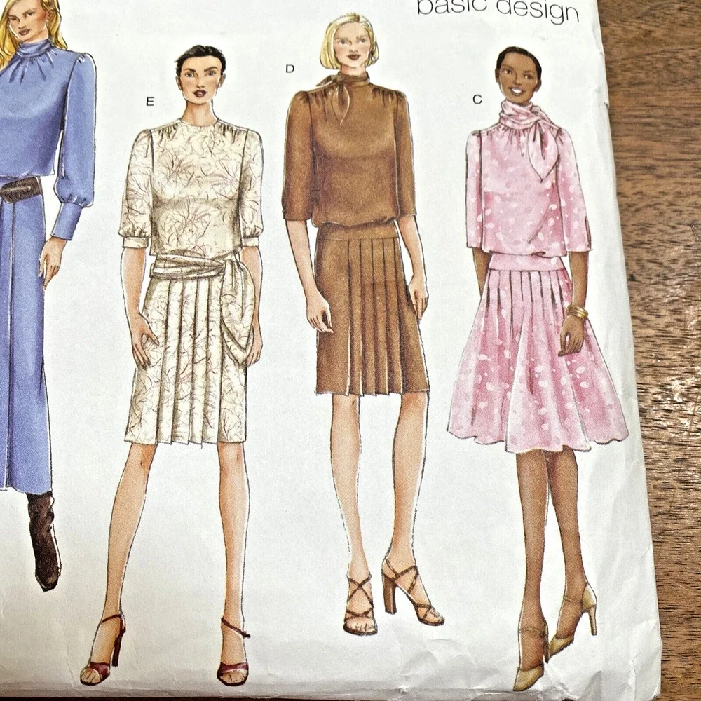 Vogue Sewing Pattern 2447 Midi Dress Blouson Drop Waist Y2K 2000s sizes 12-16